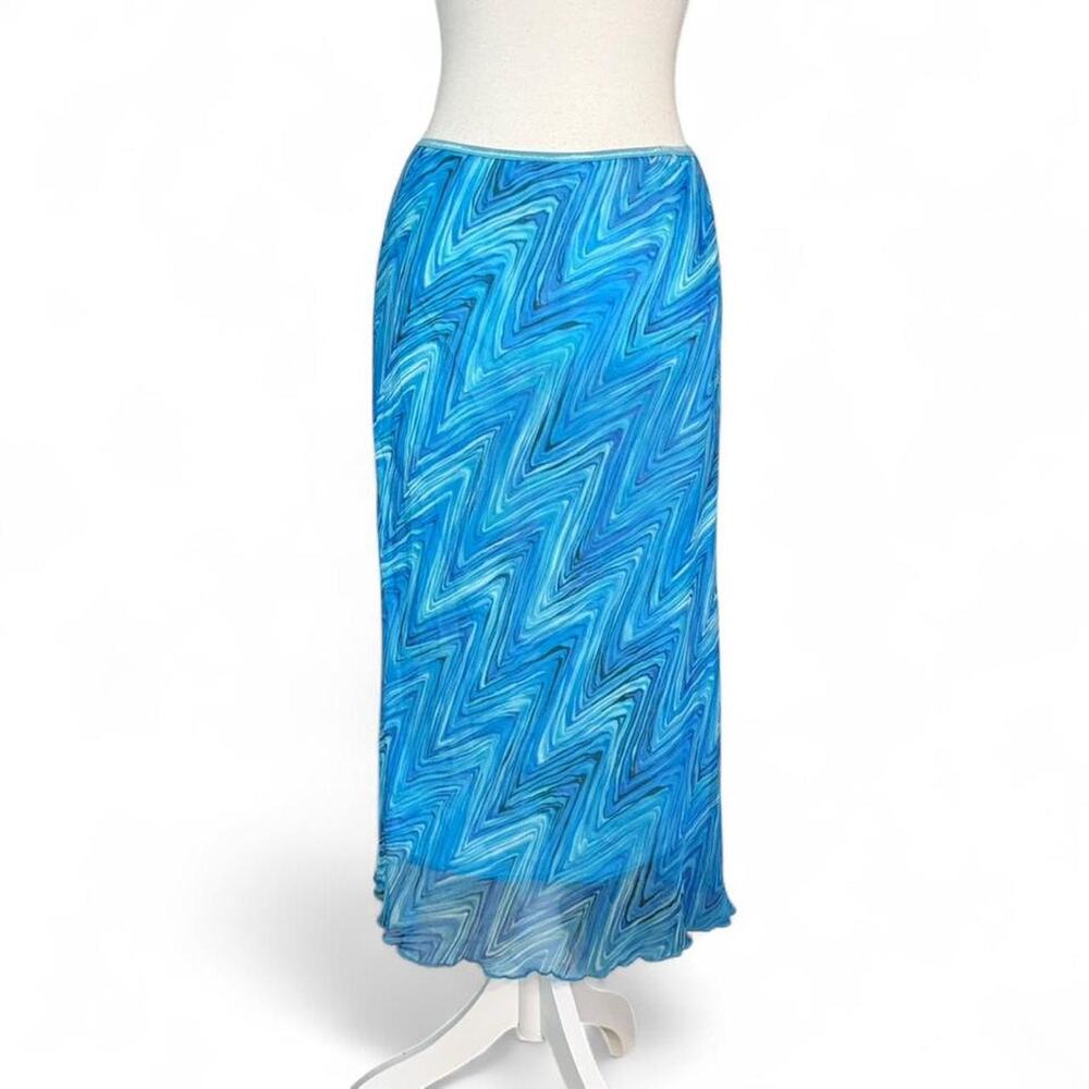 Wrapper Early 2000s Summer Y2K Maxi Fairy core skirt blue pattern size large